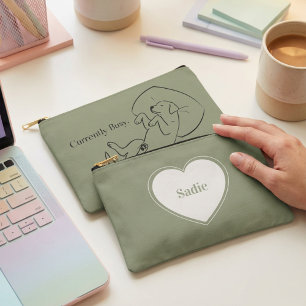 Personalized Labrador Pouch Sage Green Dog Mom Bag