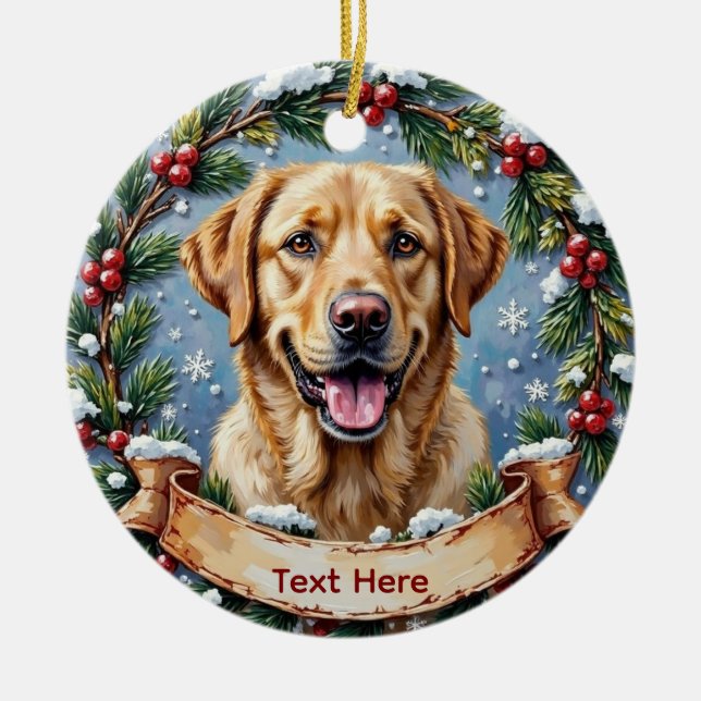 Personalized Labrador Retriever Christmas Ceramic Tree Decoration (Front)