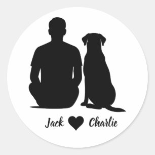Personalized Labrador Retriever Dog And Male Owner Classic Round Sticker