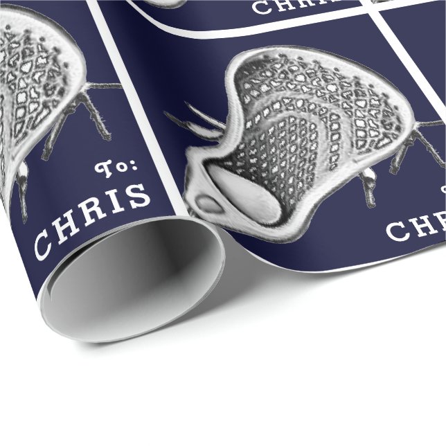Personalized Lacrosse Gift Wrapping Paper (Roll Corner)