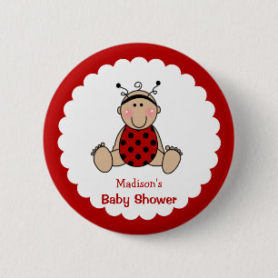 Personalized Lady Bug Baby Shower 6 Cm Round Badge