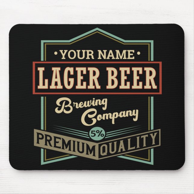 Personalized Lager Beer Brewing Co Label Bar Pub   Mouse Mat (Front)