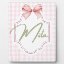Personalized Lainey Baby Girl Nursery Bow&Gingham 
