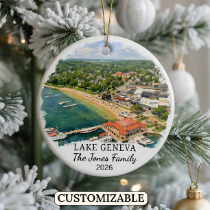 Personalized Lake Geneva Ornament Custom Wisconsin