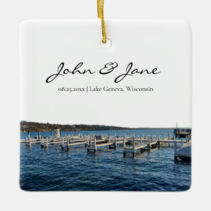  Personalized Lake Geneva Wisconsin Ceramic Ornament