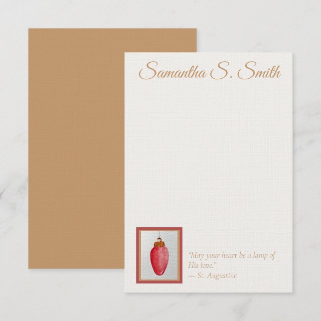 Personalized Lamp of Love Flat Note Card (Front/Back)