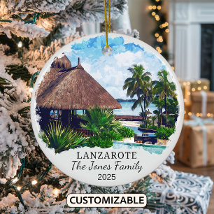 Personalized Lanzarote Ornament, Spain Ceramic Tree Decoration