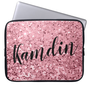 Personalized Laptop Case Rose Gold Glitter