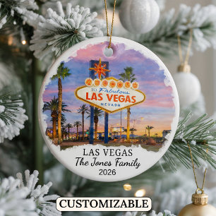 Personalized Las Vegas Ornament, Custom Nevada Ceramic Tree Decoration