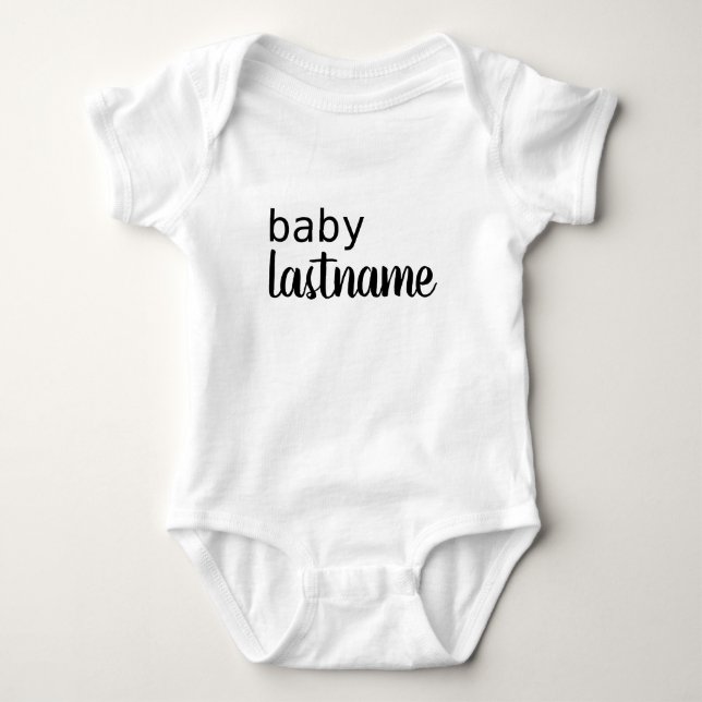 PERSONALIZED LAST NAME one-piece Baby Bodysuit (Front)