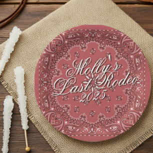 Personalized Last Rodeo Red Western Bachelorette Paper Plate