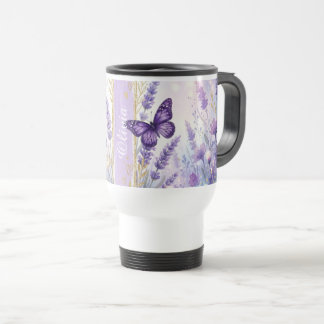 Personalized Lavender Butterfly 15oz Travel Cup