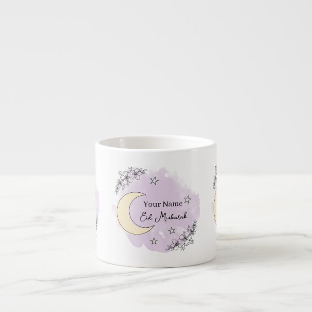 Personalized Lavender Eid Mubarak Espresso Mug (Front)