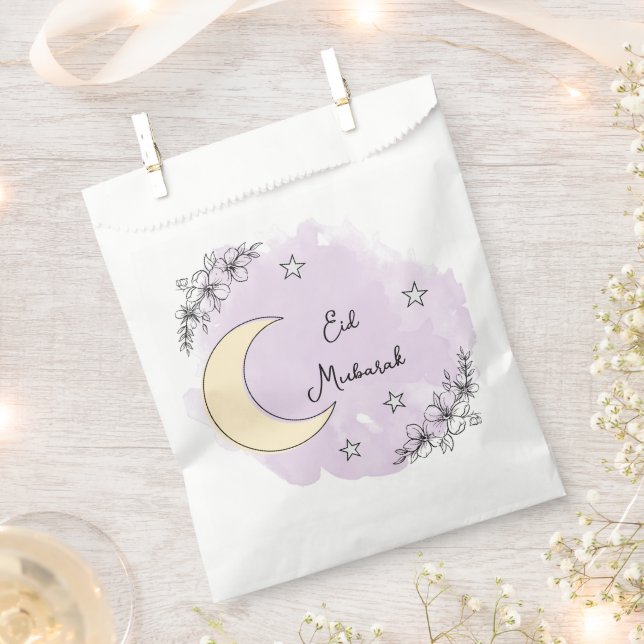 Personalized Lavender Eid Mubarak Favor Bag (Clipped)
