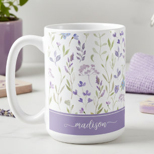 Personalized Lavender Floral Mug