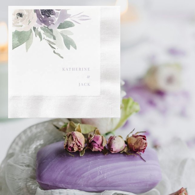 Personalized Lavender Floral Wedding Coined Napkin (Creator Uploaded)