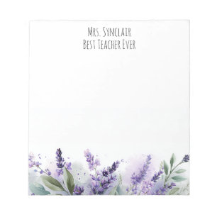 Personalized Lavender Flowers Teacher Appreciation Notepad