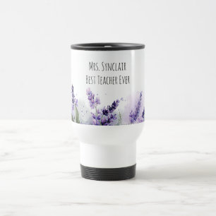 Personalized Lavender Flowers Teacher Appreciation Travel Mug