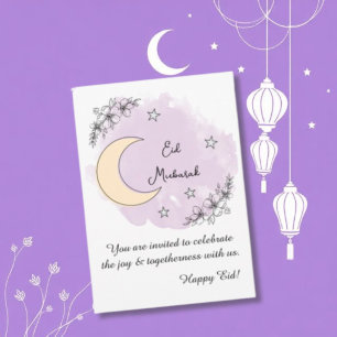 Personalized Lavender Line Art Eid Invitation