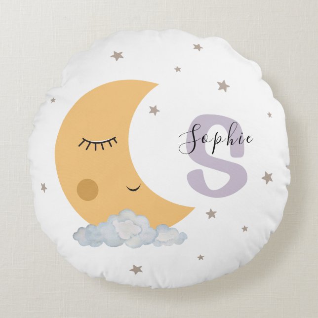 Personalized Lavender Moon Nursery Pillow Custom (Front)