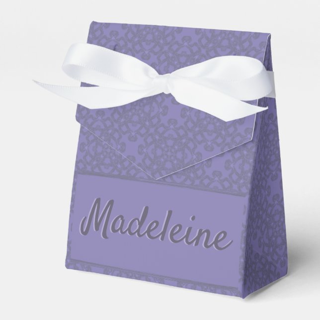 Personalized lavender pattern favour box (Front Side)