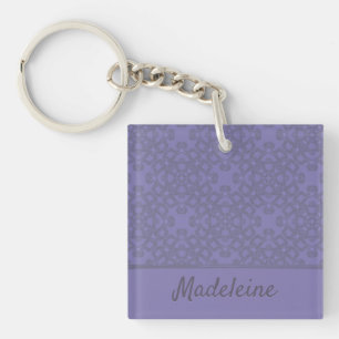Personalized lavender pattern key ring