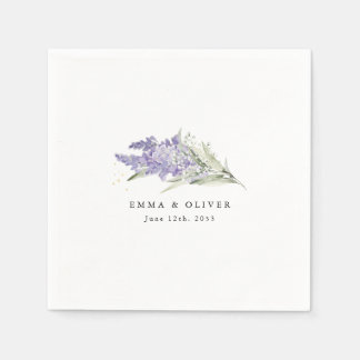 Personalized Lavender & Sage Green Floral Wedding Napkin