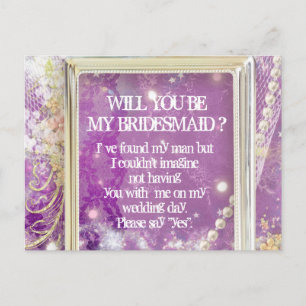 Personalized Lavender Will You Be My Bridesmaid Invitation Postcard