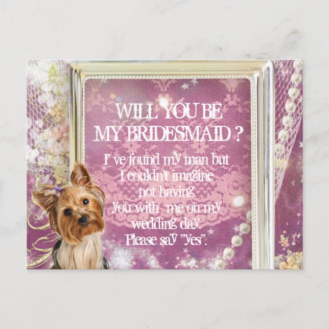 Personalized Lavender Will You Be My Bridesmaid Invitation Postcard (Front)
