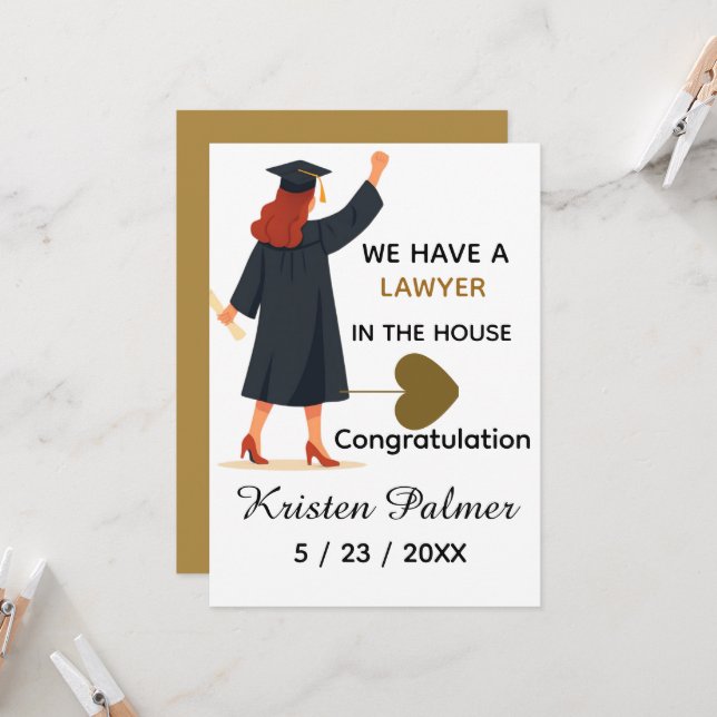 Personalized law school graduation  card (Front/Back In Situ)