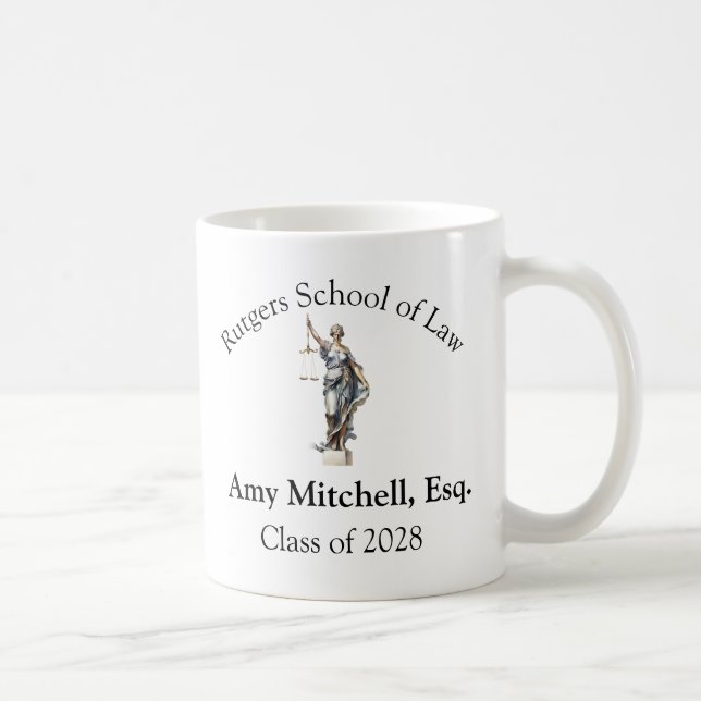 Personalized Law School/Lawyer Lady Justice Coffee Mug (Right)