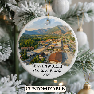 Personalized Leavenworth Ornament, Washington Ceramic Tree Decoration