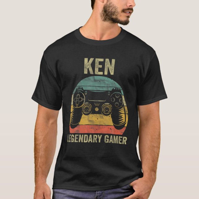 Personalized Legendary Gamer Ken Name Video Gamer T-Shirt (Front)