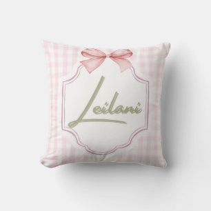 Personalized Leilani Baby Girl Nursery Gingham Cushion