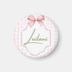 Personalized Leilani Baby Girl Nursery Gingham  Magnet