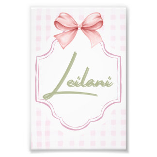 Personalized Leilani Baby Girl Nursery Gingham  Photo Print