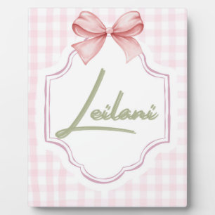 Personalized Leilani Baby Girl Nursery Gingham  Plaque