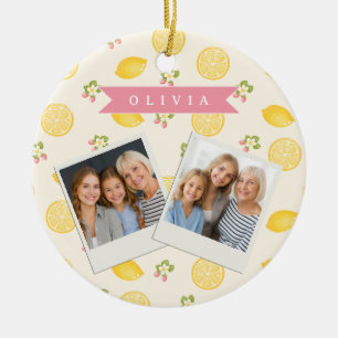Personalized Lemon Floral Summer Custom Name Ceramic Tree Decoration