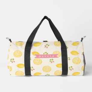 Personalized Lemon Floral Summer Custom Name Duffle Bag