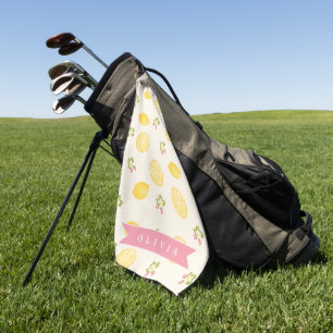 Personalized Lemon Floral Summer Custom Name Golf Towel