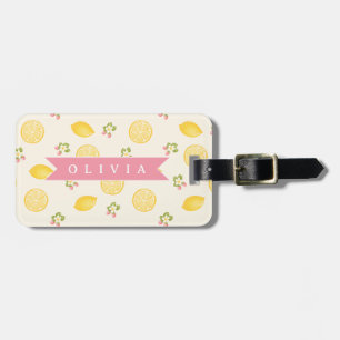 Personalized Lemon Floral Summer Custom Name Luggage Tag