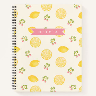 Personalized Lemon Floral Summer Custom Name Notebook