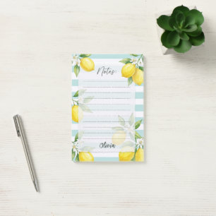 Personalized Lemon Lined Notes Memo Pad