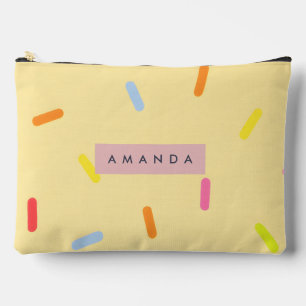 Personalized Lemon Yellow Sprinkle Confetti Accessory Pouch
