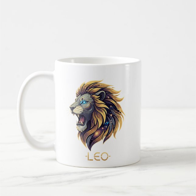 Personalized Leo Zodiac sign Name and traits Coffee Mug (Left)