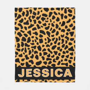 Personalized Leopard Print Custom Name Wild Animal Fleece Blanket