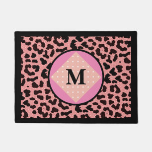 Personalized Leopard Print Polka Monogram Doormat