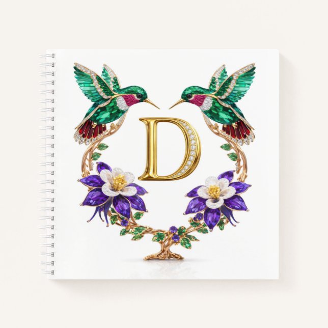 Personalized Letter B Wedding Planner Hummingbird  Notebook (Front)