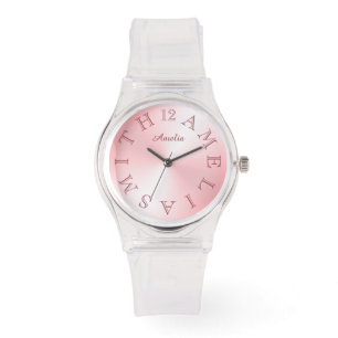 Personalized Letter Dial Pink White Gradient Watch