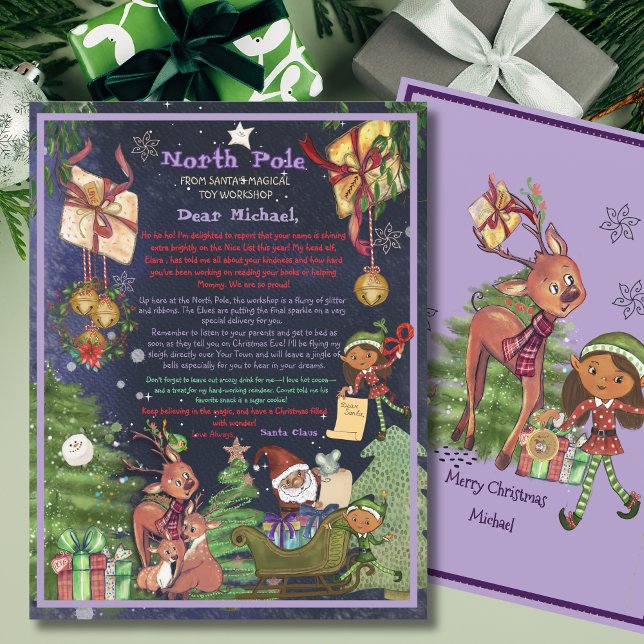 Personalized Letter from Santa I Purple Night Sky  (Personalized Letter from Santa I Purple Night Sky )